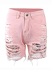 Short Femme Rose Décontracté Denim Découpé