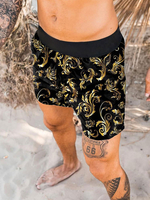 Short pour homme imprimé taille élastique Summer Street Wear Bas de plage noir