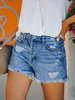 Shorts Court Femme en Denim Creusant avec Boutons avec Poches Unicolore