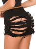 Shorts Courte en Denim Déchirés Femme Coupe Cintrée à Zip avec Bouton Unicolore Shorts Eté Sexy