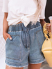 Shorts Déchiré Femme Coupe Cintrée Elastique avec Poches Unicolore Shorts Eté Sexy