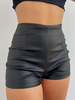 Shorts en Cuir Synthétique Femme Coupe Cintrée Unicolore Shorts Femme
