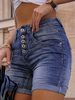 Shorts en Denim Courts Femme Coupe Cintrée à Zip avec Poches Unicolore Shorts Eté