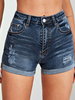 Shorts en Denim Déchiré Courts Femme Coupe Cintrée à Zip avec Poches Unicolore Shorts Eté