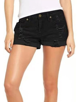 Shorts en Denim Déchiré Courts Femme Coupe Cintrée à Zip avec Poches Unicolore Shorts Eté