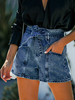 Shorts en Denim Femme Sexy Coupe Cintrée à Lacets avec Poches Shorts Sexy