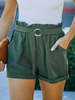 Shorts Femme Coupe Cintrée à Lacets avec Poches Unicolore