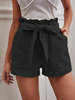 Shorts Femme Coupe Cintrée à Lacets Unicolore