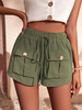 Shorts Femme Coupe Cintrée à Lacets Unicolore avec Poches