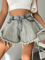 Shorts Pour Femme Frange Denim Cowboy