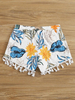 Shorts pour femmes à franges sexy en polyester à imprimé floral et mini shorts en vrac