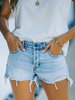 Shorts pour femmes Short droit en jean cowboy bleu ciel clair Pantalon chaud