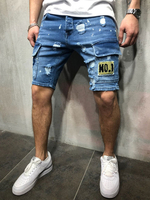 Shorts pour hommes en détresse Spring Street Wear Bas de plage bleu ciel clair