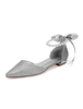 Silver Flatsmaid Flats Glitter Toe Perles Chaussures De Mariage De Noeud