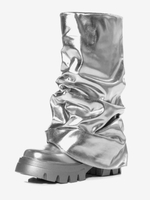 Silver Slouch Boots Bottillons plats à bout rond pour femmes