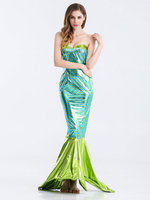 Sirène Costumes Herbe Vert Queue Poisson Imprimé Costumes des Fêtes Déguisements Halloween Carnaval