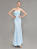 Sirène robe de soirée Pastel bleu Party robe bustier perles étage longueur robe de bal en mousseline de soie