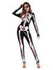 Skeleton Costume Déguisements Halloween Femmes noires à manches longues Skinny Jumpsuit