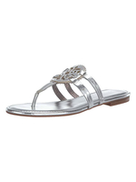 Slip-on plat Sliver Slip-On en cuir PU Sandale Pantoufles Tongs