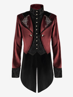 Smoking vintage Moyen-Âge Boutons Imprimé floral Manches longues Pardessus Rétro Renaissance Costume Costumes médiévaux