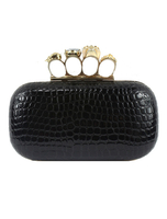 Soirée Noire Pochettes Strass Perles Anneaux De Crâne Sacs À Main De Fête