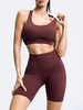 Soutien-gorge de sport sans manches brun profond de vêtements de yoga dactivewear avec le legging court