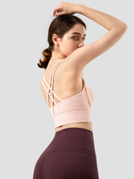Soutien-gorge De Yoga Col Rond Nylon Top De Tennis Sans Manches Pour Femme Sport