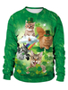 St Patrick Sweatshirt Imprimé Trèfle Chat Imprimé En 3d Pulls Unisexe Déguisement