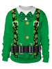 St Patrick Sweatshirt Pull Vert Trèfle Imprimé Haut Irlandais Unisexe Déguisements