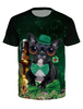 St Patrick T-shirt Vert À Manches Courtes Irlandais Imprimé En 3d Et Imprimé Chien Déguisements
