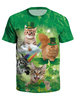 St Patrick T Shirt Vert Haut Imprimé 3d Chien Chat Unisexe Haut Irlandais À Manches Courtes Déguisements