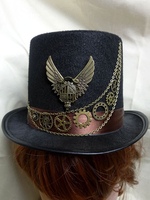 Steampunk Chapeau noire Engrenage en tweed Vintage Costume unisexe Déguisements Halloween