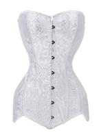 Steampunk Corset Blanches Jacquard pour Femmes Costume Déguisements Halloween