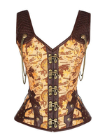 Steampunk Corset Gilet Rétro Chaînes Jacquard Costume Déguisements Halloween