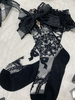 Steampunk Lolita Bas Accessoire Dentelle Noire Chaussettes Lolita En Dentelle Polyester