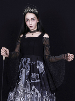 Steampunk Lolita Blouses Lolita Top Noir Manches Longues Dentelle Lolita Chemise