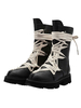 Steampunk Lolita Bottes En Cuir PU Deux Tons À Lacets Bout Rond Talon Compensé Noir Lolita Chaussures