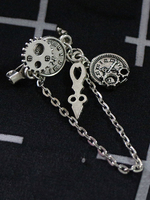 Steampunk Lolita Broche Accessoire Lolita en Argent avec Chaîne en Métal Tiktok Déguisements Halloween