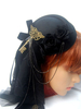 Steampunk Lolita Coiffe Chaîne Métallique Arc Fleur Noir Accessoire De Cheveux Lolita Déguisements Halloween