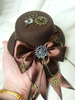 Steampunk Lolita Hat Gears Bourgogne Bow Deco Vintage Oji Lolita coiffes Déguisements Halloween