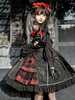 Steampunk Lolita JSK Dress Neverland Floral Print Ruffles Black Sweet Lolita Jumper Jupe