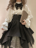 Steampunk Lolita Jupe Noire Plissée À Manches Longues