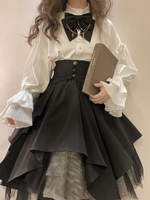 Steampunk Lolita Jupe Noire Plissée À Manches Longues