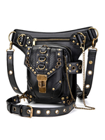 Steampunk Lolita sac à main noir PU cuir détails en métal taille pack gothique Lolita accessoires