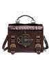 Steampunk Lolita sac café marron PU cuir Rivets détails en métal sac bandoulière accessoires Lolita