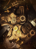 Steampunk noir gants Vintage Unisexe engrenages Synthétique Mitaine Déguisements Halloween