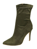 Stretch Ankle Boots Chapeau à talons hauts Green Zip Up Stiletto Heel Pointed Toe Booties