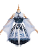 Style chinois Lolita JSK robe bleu profond sans manches volants jupes plissées Lolita pull