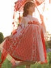 Style chinois Lolita JSK robe rouge sans manches arcs brodés Jupes Lolita Jumper Déguisements Halloween