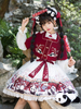 Style Chinois Lolita OP Robe Imprimé Ensemble 2 Pièces Bordeaux Panda Manches Longues Lolita